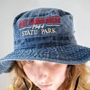 Y2K style Denim State Park embroidered Fall Creek Falls Blue Summer Hat